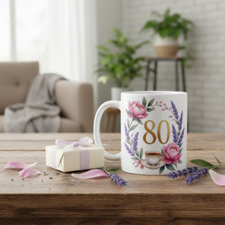 Elegant 80th Birthday Mug for Grandma