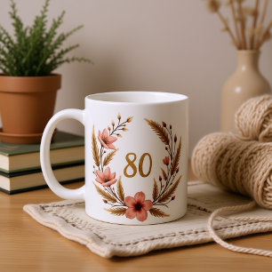 Elegant 80th Birthday Mug for Grandma – Boho Chic