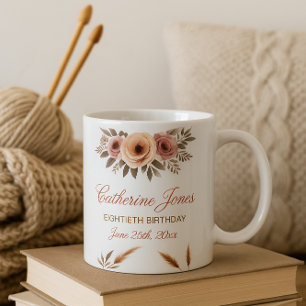 Elegant 80th Birthday Mug for Grandma – Boho Chic