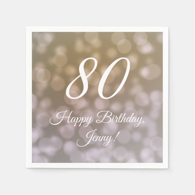 Elegant 80th Birthday Napkins For Her  (Front)
