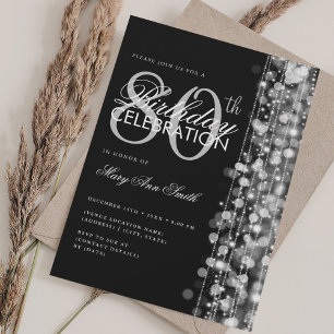 Elegant 80th Birthday Party Glam Sparkles Silver Invitation