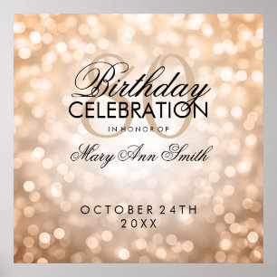 Elegant 80th Birthday Party Glitter Lights Copper Poster
