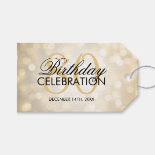 Elegant 80th Birthday Party Gold Glitter Lights Gift Tags