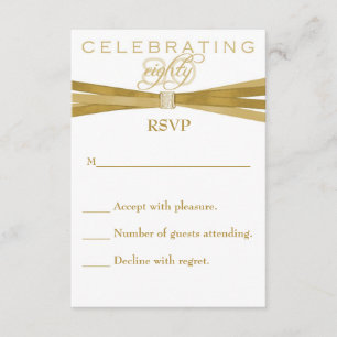 Elegant 80th Birthday Party Invitations RSVP Card