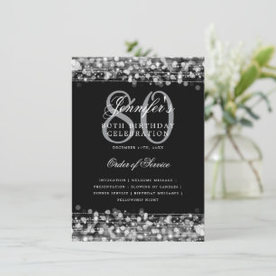 Elegant 80th Birthday Party Program Silver Menu