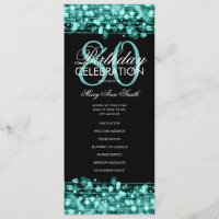 Elegant 80th Birthday Party Program Teal Menu