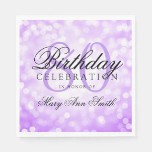 Elegant 80th Birthday Party Purple Glitter Lights Napkin