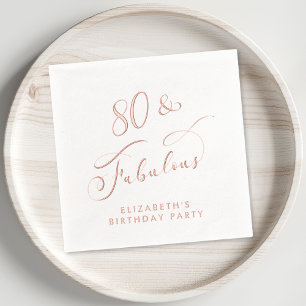 Elegant 80th Birthday Party Rose Gold Foil Napkins