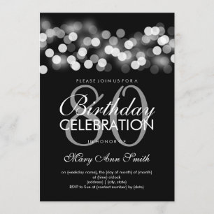 Elegant 80th Birthday Party Silver Hollywood Glam Invitation