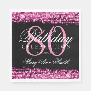 Elegant 80th Birthday Party Sparkles Pink Napkin