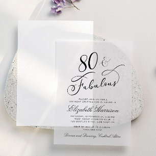 Elegant 80th Birthday Party Vellum Invitations
