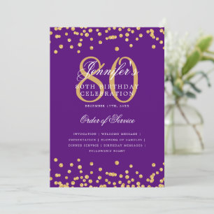 Elegant 80th Birthday Program Menu Gold Purple