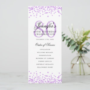 Elegant 80th Birthday Program Menu Purple 