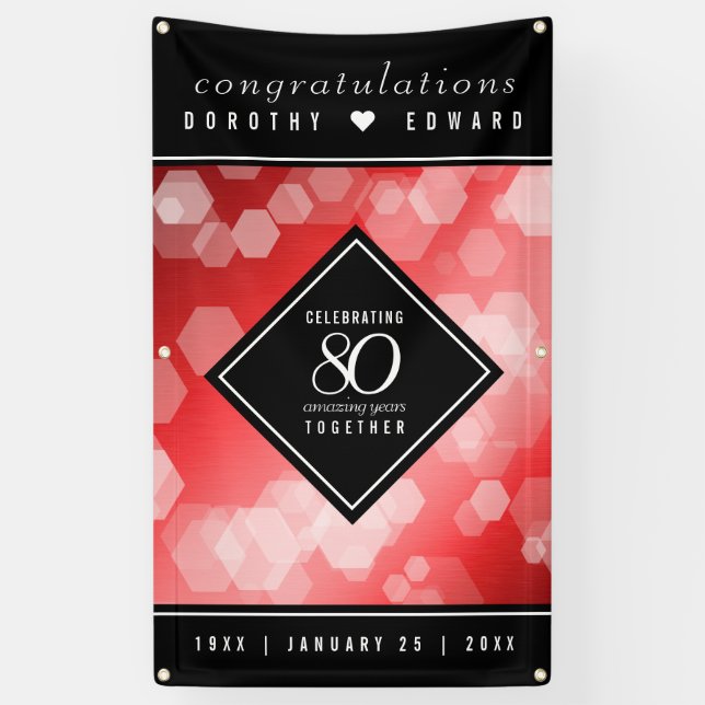 Elegant 80th Ruby Wedding Anniversary Celebration Banner (Vertical)