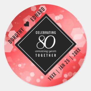 Elegant 80th Ruby Wedding Anniversary Celebration Classic Round Sticker