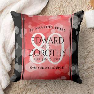 Elegant 80th Ruby Wedding Anniversary Celebration Cushion