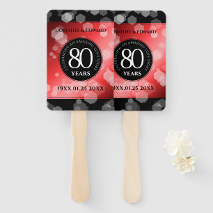 Elegant 80th Ruby Wedding Anniversary Celebration Hand Fan