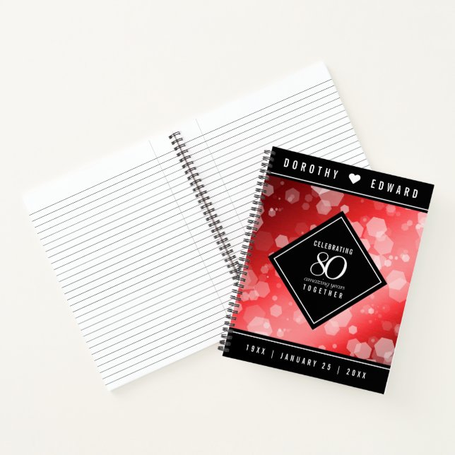 Elegant 80th Ruby Wedding Anniversary Celebration Notebook (Inside)