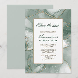 Elegant 84th birthday invitations Save the date 