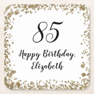 Elegant 85th Birthday Coasters With Gold Sequins