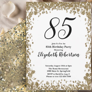 Elegant 85th Birthday Invitation For Her in Gold
