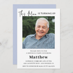 Elegant 89th birthday invitations Men Photo