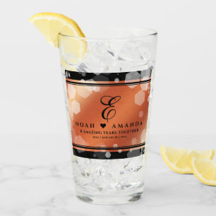 Elegant 8th 32nd Bronze Wedding Anniversary Glass