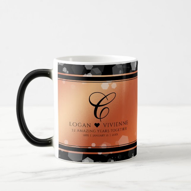 Elegant 8th 32nd Bronze Wedding Anniversary Magic Mug (Left)