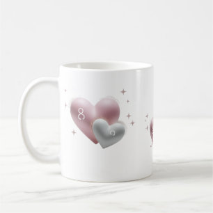 Elegant 8th Anniversary Big Little Hearts Classic Coffee Mug