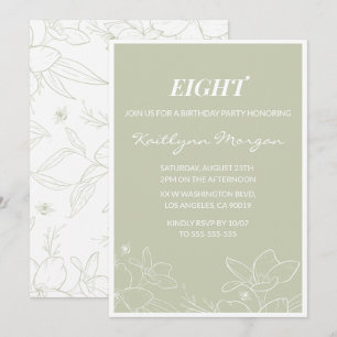 Elegant 8th birthday invitations Modern Floral 