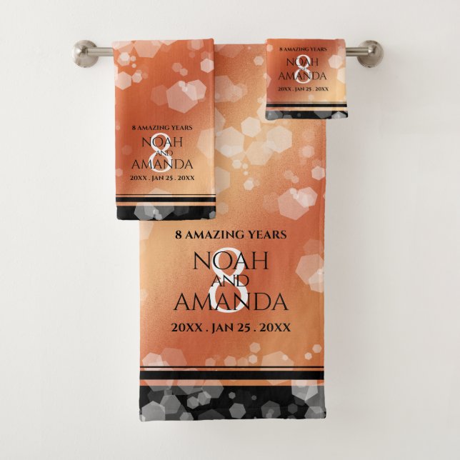 Elegant 8th Bronze Wedding Anniversary Bath Towel Set (Insitu)
