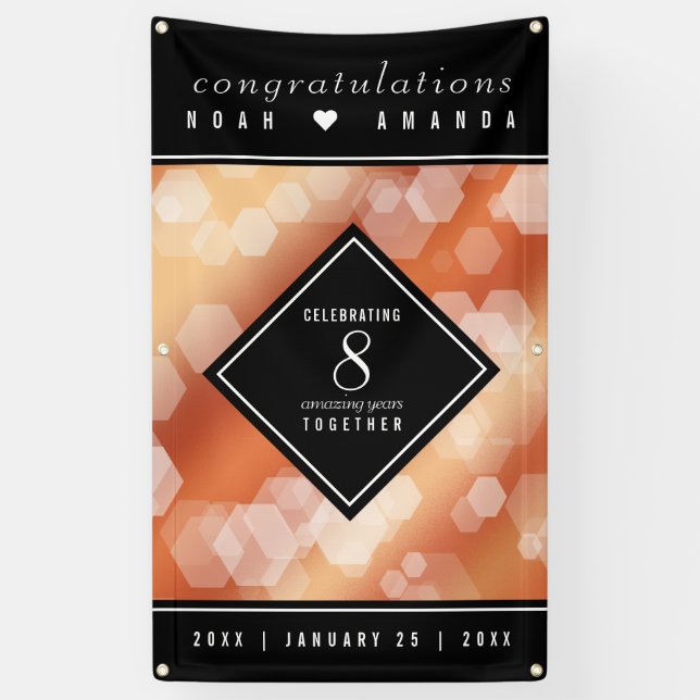Elegant 8th Bronze Wedding Anniversary Celebration Banner (Vertical)