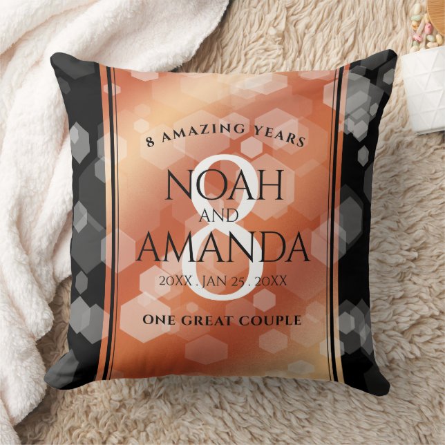 Elegant 8th Bronze Wedding Anniversary Celebration Cushion (Blanket)