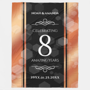 Elegant 8th Bronze Wedding Anniversary Celebration Fleece Blanket