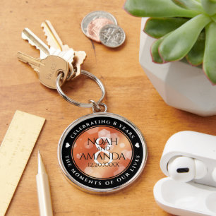 Elegant 8th Bronze Wedding Anniversary Celebration Key Ring
