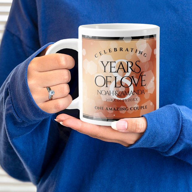 Elegant 8th Bronze Wedding Anniversary Celebration Large Coffee Mug (8th Wedding Anniversary Jumbo Coffee Mug Cover Photo.)