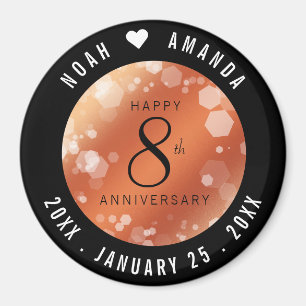 Elegant 8th Bronze Wedding Anniversary Celebration Magnet