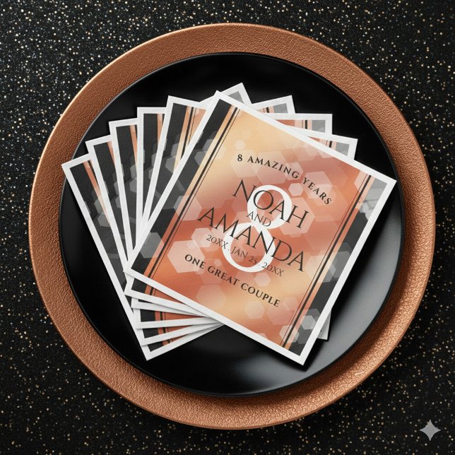 Elegant 8th Bronze Wedding Anniversary Celebration Napkin (Elegant 8th Bronze Wedding Anniversary Napkins Cover Photo)