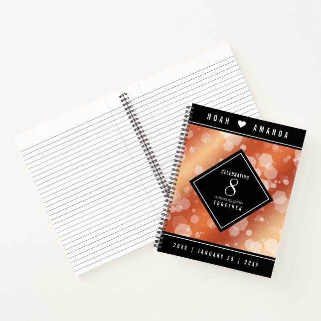Elegant 8th Bronze Wedding Anniversary Celebration Notebook (Inside)