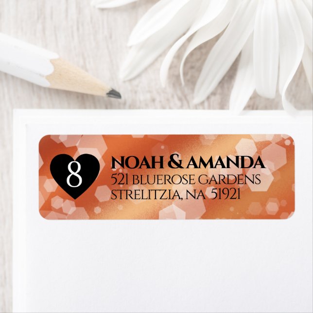 Elegant 8th Bronze Wedding Anniversary Celebration Return Address Label (Insitu)