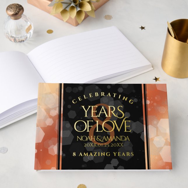 Elegant 8th Bronze Wedding Anniversary Guest Book (Elegant 8th Bronze Wedding Anniversary Foil Guest Book Cover Photo)