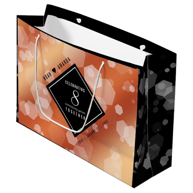Elegant 8th Bronze Wedding Anniversary Large Gift Bag (Front Angled)