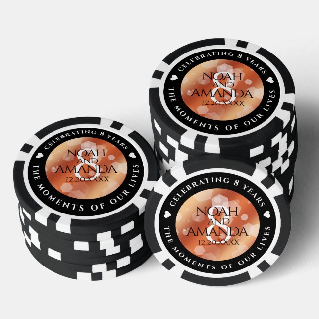 Elegant 8th Bronze Wedding Anniversary Poker Chip (Stack)