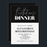 Elegant 90th birthday invitations Birthday Dinner<br><div class="desc">Elegant 90th birthday invitations Birthday Dinner black and white modern</div>