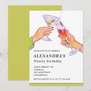 Elegant 90th birthday invitations Cocktail Party