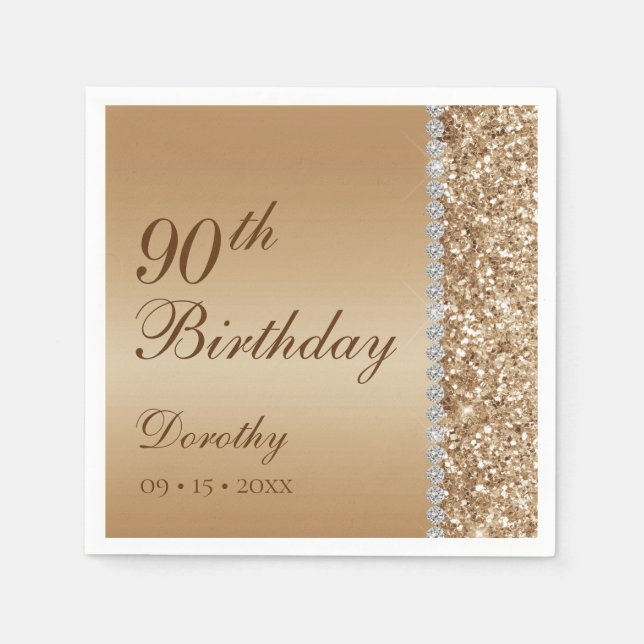 Elegant 90th Birthday Napkin (Front)