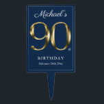 Elegant 90th Birthday Navy Blue Solid Gold Text  Cake Pick<br><div class="desc">Elegant 90th Birthday Navy Blue Solid Gold Text Cake Topper. Simple yet classy birthday theme design with the birth year milestone in solid gold text effect! Elegantly design for any gender, male or female. Definitely a solid way to celebrate your birthday milestone! Check out the collection for co-ordinating items that...</div>