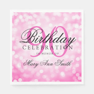 Elegant 90th Birthday Party Pink Glitter Lights Napkin