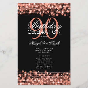 Elegant 90th Birthday Party Program Rose Gold Menu