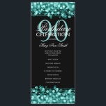 Elegant 90th Birthday Party Program Teal Menu<br><div class="desc">Elegant "Birthday Party Program" design with Sparkles & Lights in Teal w/ custom text.</div>